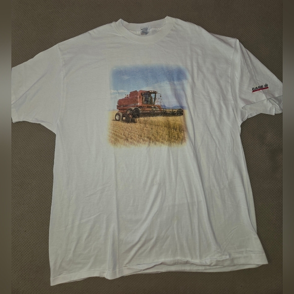 NWOT VINTAGE 90'S MEN'S HANES BEEFY-T TEE WHITE T-SHIRT 100% COTTON Case IH - Picture 3 of 14